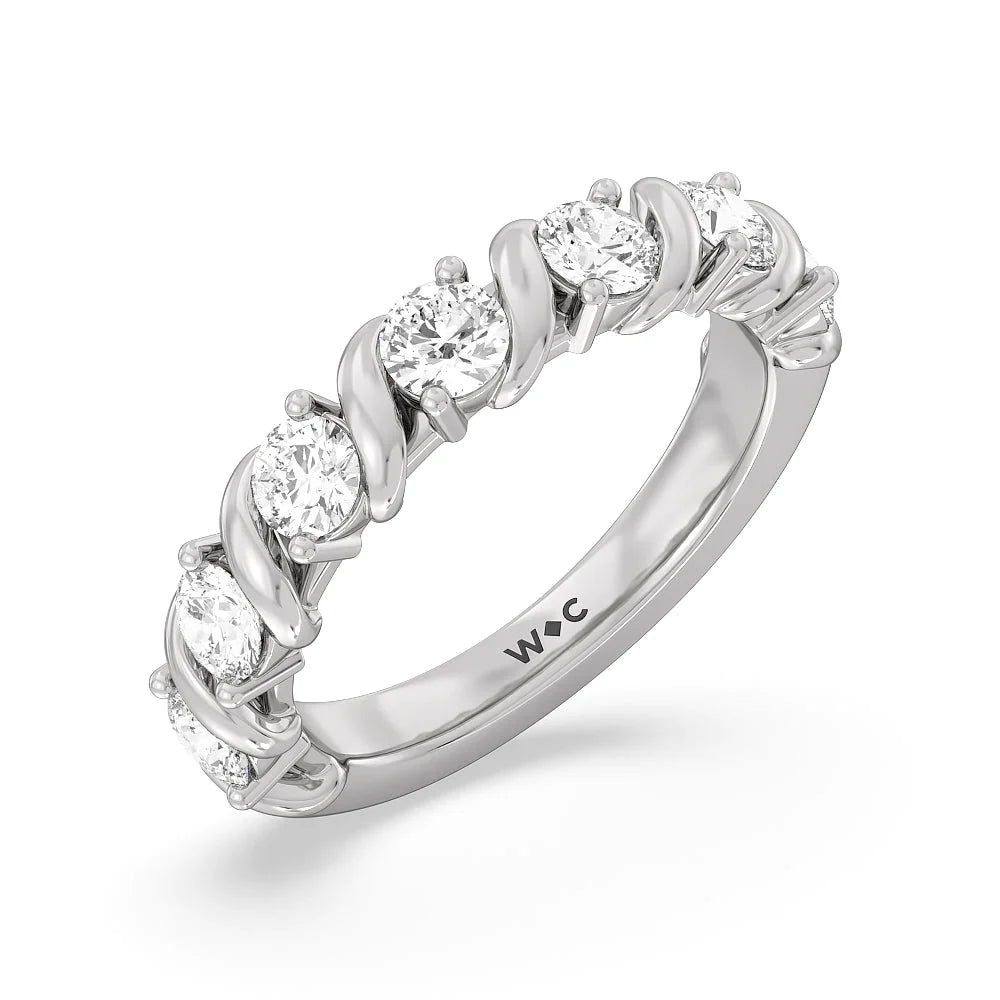 Round Diamond Swirl Anniversary Ring (E+ VS+) with Platinum / Lab / 1 1/2 Cut Diamond in 14KT Platinum / Lab / 1 1/2 view 3