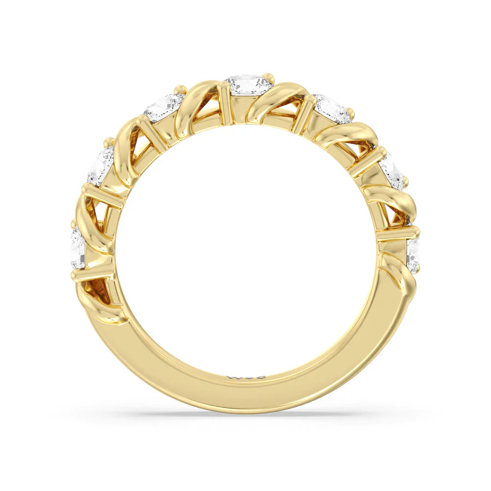 Round Diamond Swirl Anniversary Ring (E+ VS+) with 18KT Yellow Gold / Lab / 1 1/2 Cut Diamond in 14KT Yellow Gold / Lab / 1 1/2 view 2