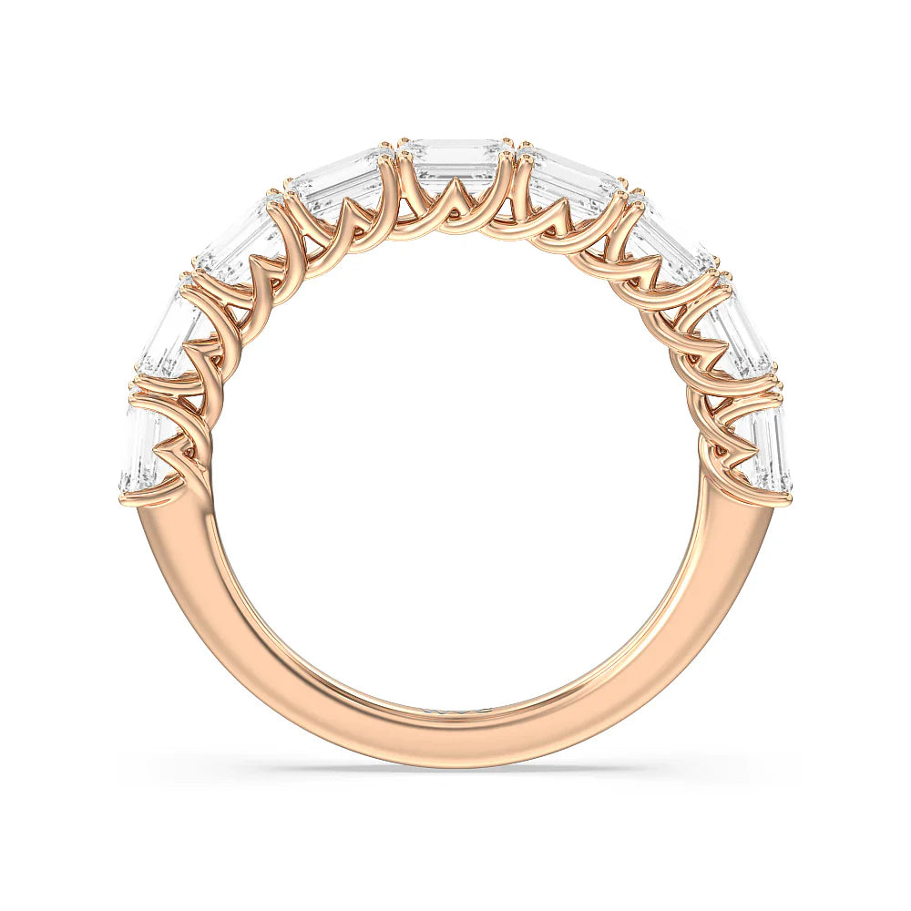 Emerald East-West Modern Trellis Anniversary Ring (E+ VS+) with 18KT Rose Gold / Lab / 2 Cut Diamond in 14KT Rose Gold / Lab / 2 view 2