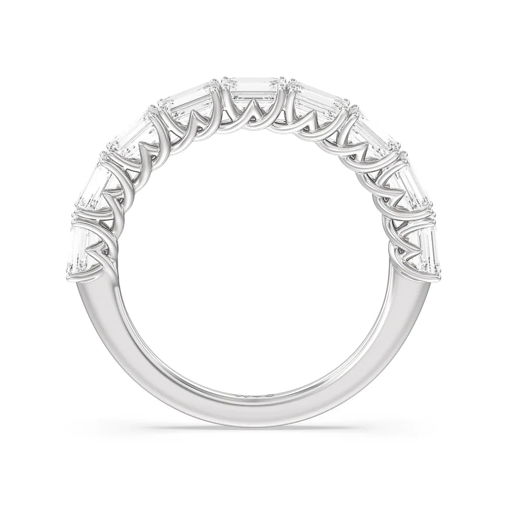 Emerald East-West Modern Trellis Anniversary Ring (E+ VS+) with Platinum / Lab / 2 Cut Diamond in 14KT Platinum / Lab / 2 view 3