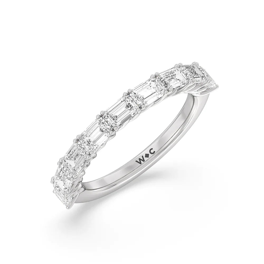 Emerald East-West Modern Trellis Anniversary Ring (E+ VS+) with Platinum / Lab / 2 Cut Diamond in 14KT Platinum / Lab / 2 view 2