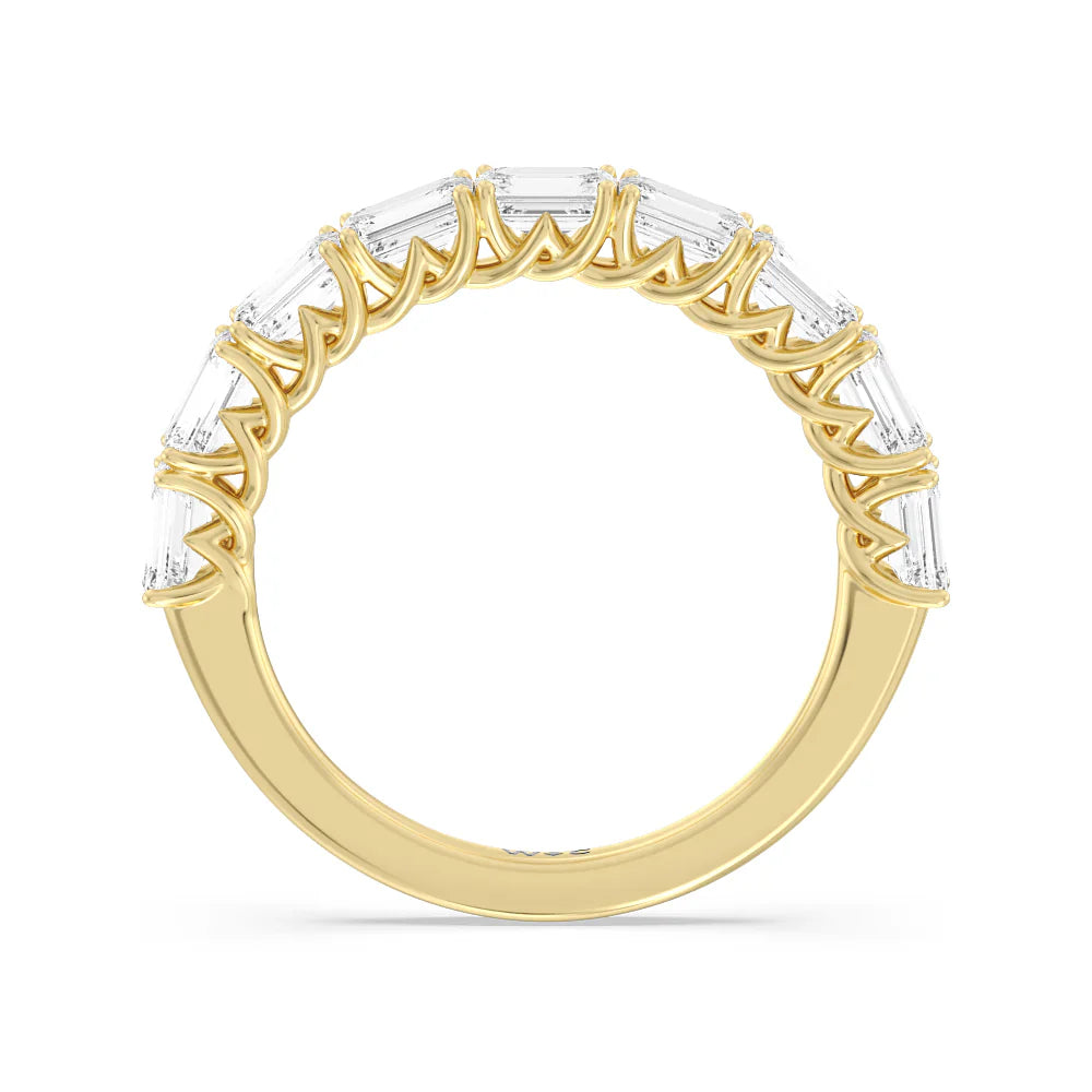 Emerald East-West Modern Trellis Anniversary Ring (E+ VS+) with 18KT Yellow Gold / Lab / 2 Cut Diamond in 14KT Yellow Gold / Lab / 2 view 2
