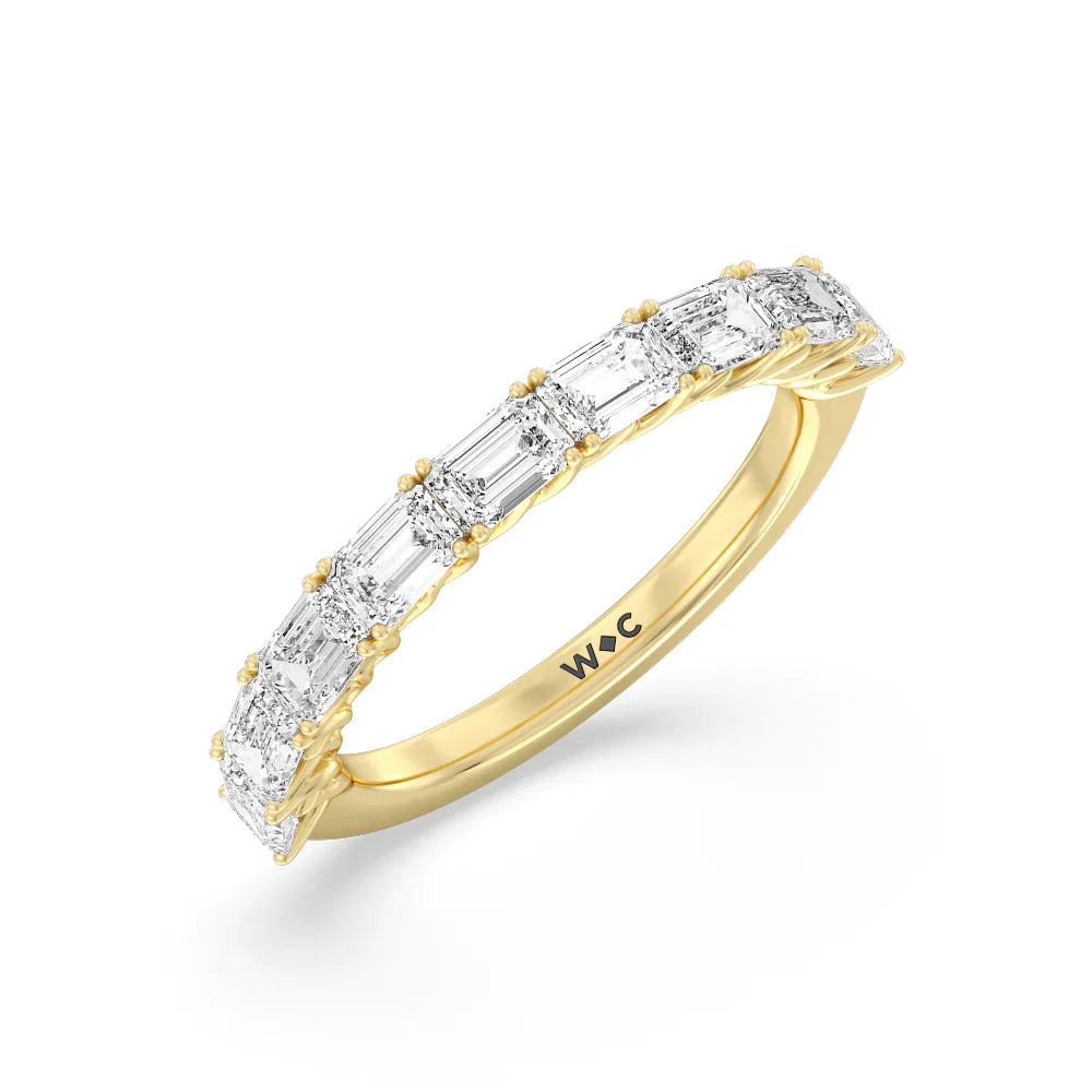 Emerald East-West Modern Trellis Anniversary Ring (E+ VS+) with 18KT Yellow Gold / Lab / 2 Cut Diamond in 14KT Yellow Gold / Lab / 2 view 3