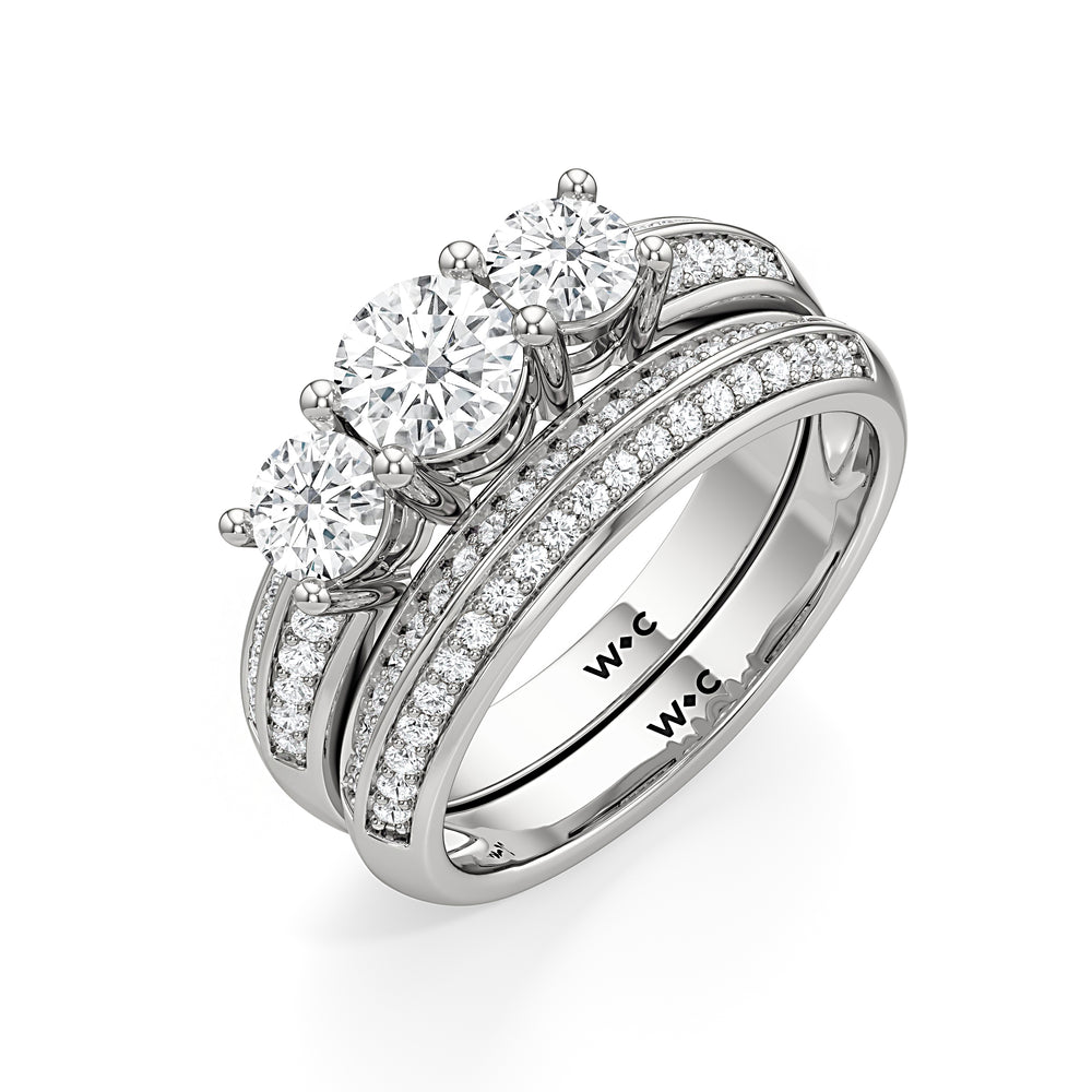The Mirabel Diamond Wedding Band with Platinum Cut Diamond in 14KT Platinum view 4