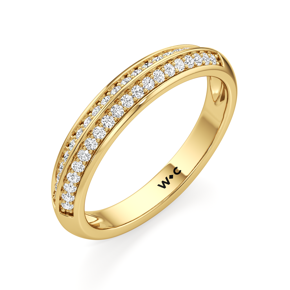 The Mirabel Diamond Wedding Band with 18KT Yellow Gold Cut Diamond in 14KT Yellow Gold view 3