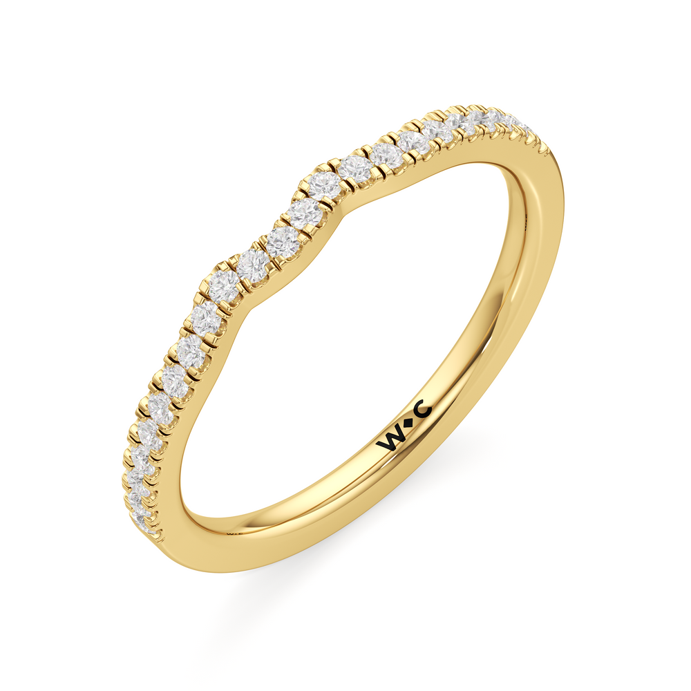 The Hazel Diamond Wedding Band with 18KT Yellow Gold Cut Diamond in 14KT Yellow Gold view 3