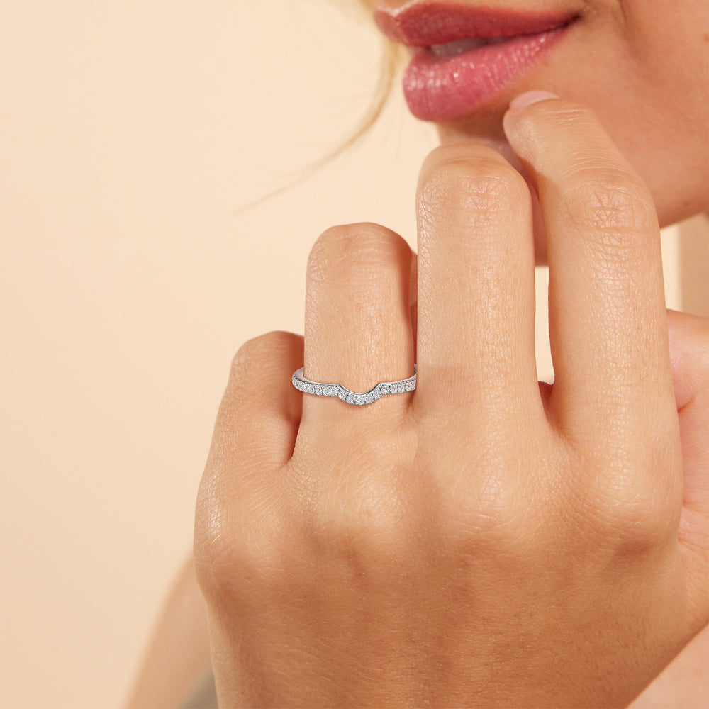 The Hazel Diamond Wedding Band with 18KT Rose Gold Cut Diamond in 14KT Rose Gold view 5