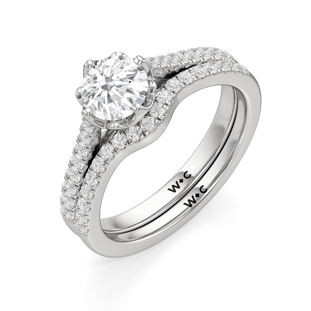 The Millie Diamond Wedding Band with Platinum Cut Diamond in 14KT Platinum view 4