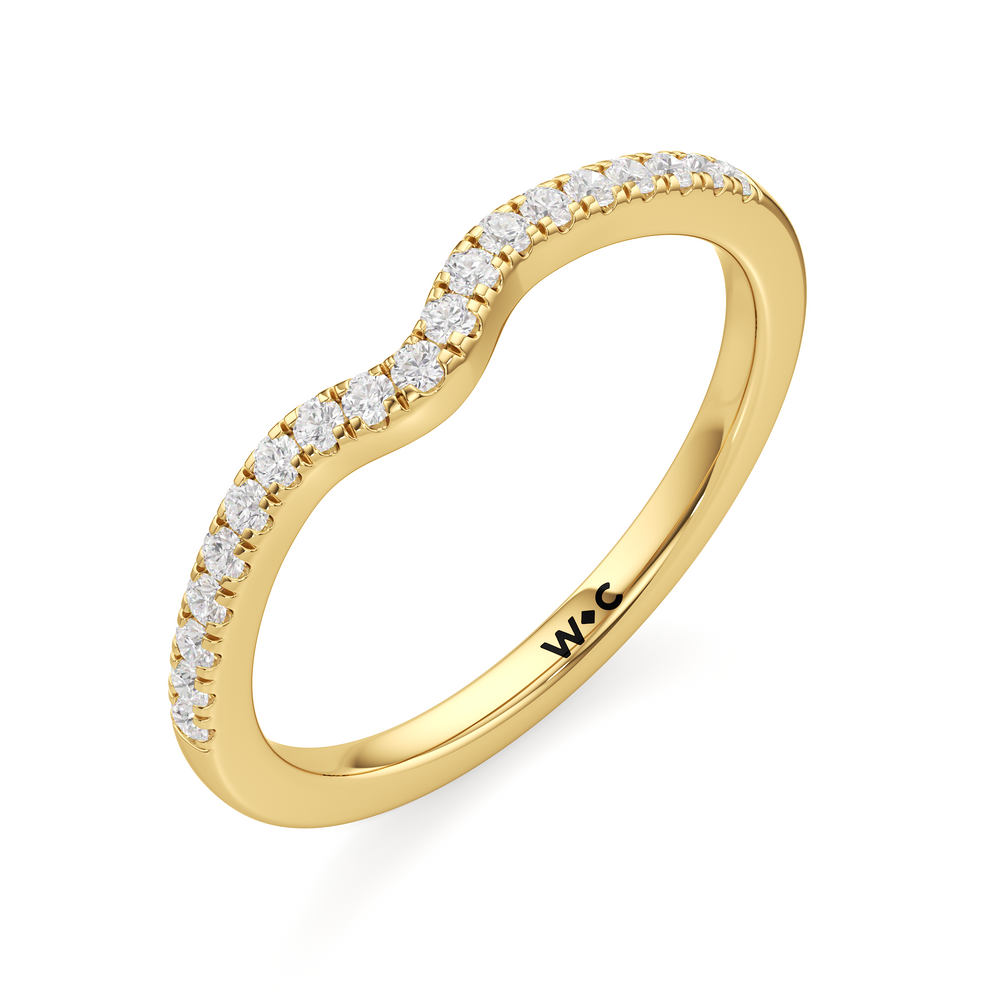 The Millie Diamond Wedding Band with 18KT Yellow Gold Cut Diamond in 14KT Yellow Gold view 3