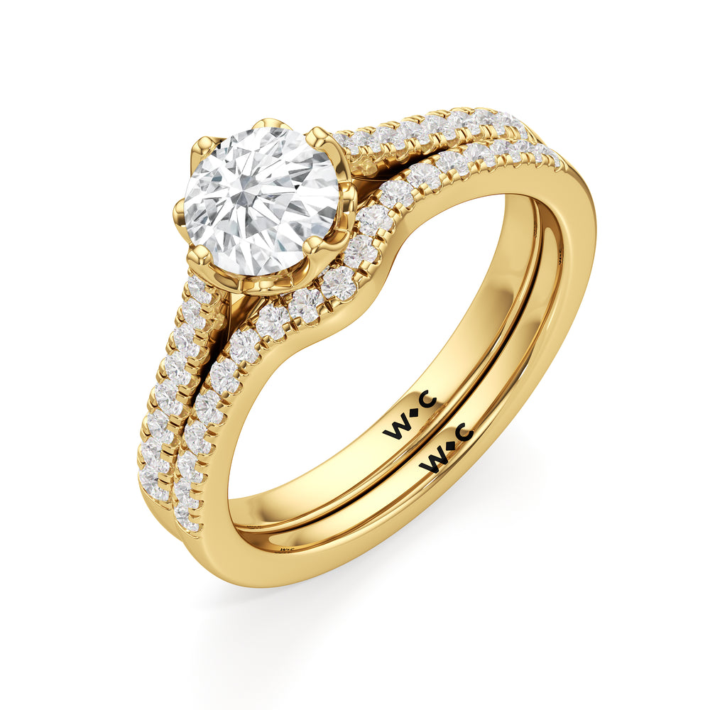 The Millie Diamond Wedding Band with 18KT Yellow Gold Cut Diamond in 14KT Yellow Gold view 4