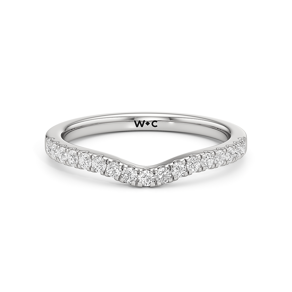 The Meredith Diamond Wedding Band with Platinum Cut Diamond in 14KT Platinum view 1