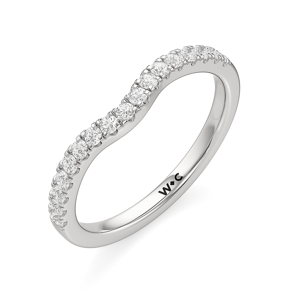 The Meredith Diamond Wedding Band with Platinum Cut Diamond in 14KT Platinum view 3