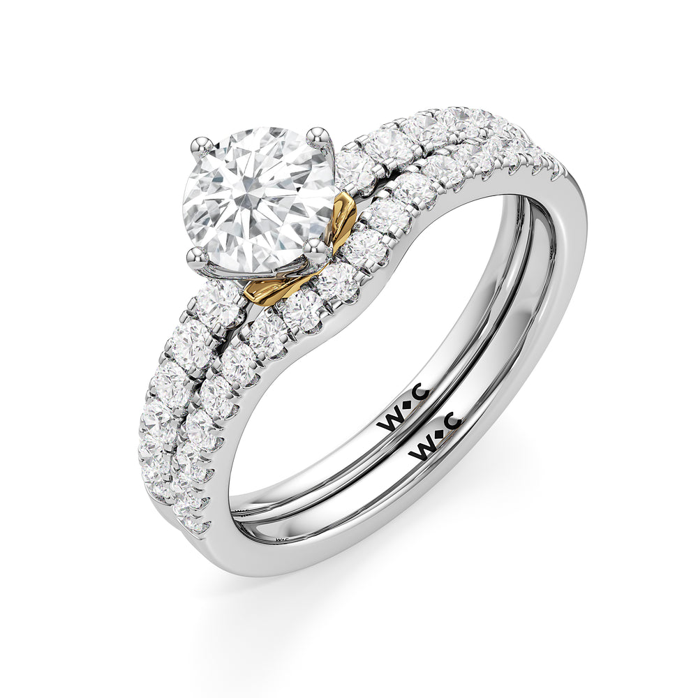 The Meredith Diamond Wedding Band with Platinum Cut Diamond in 14KT Platinum view 4