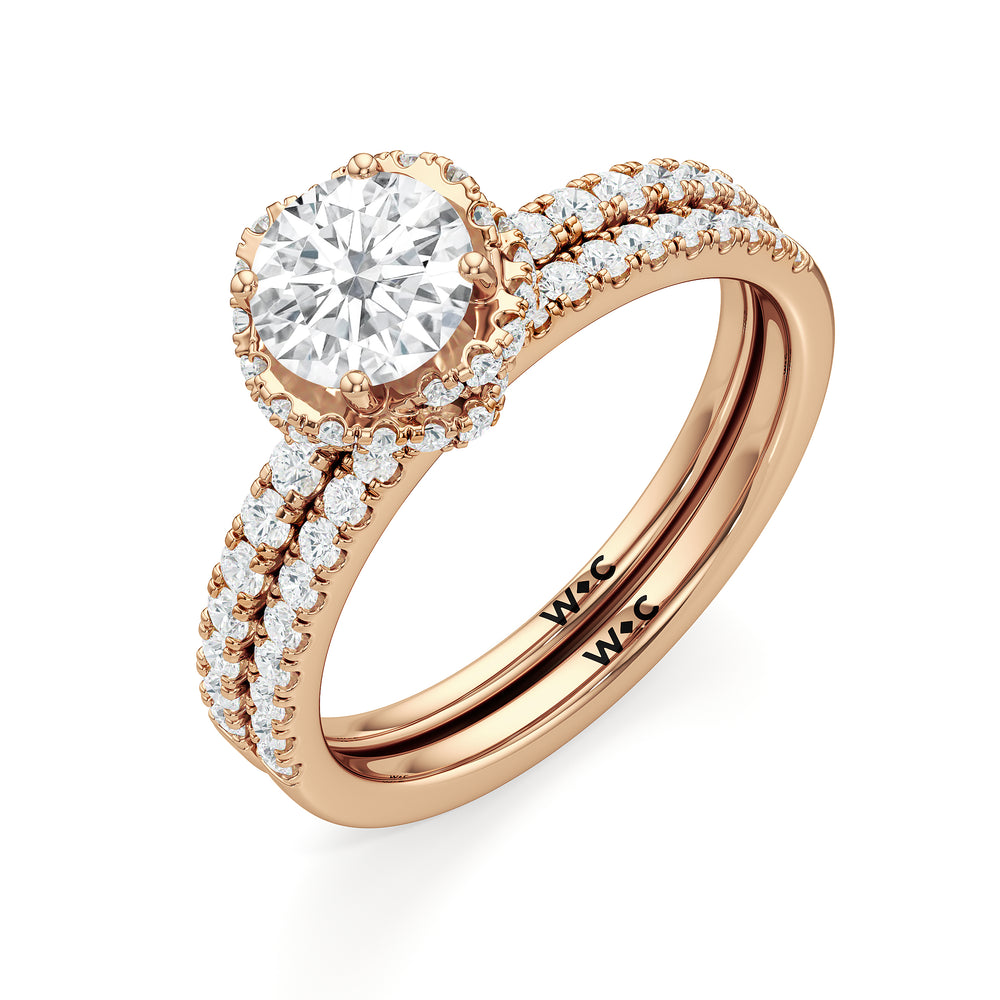 The Alice Diamond Wedding Band with 18KT Rose Gold Cut Diamond in 14KT Rose Gold view 4