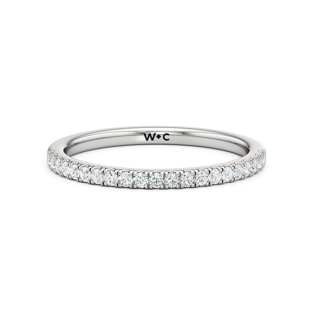 The Alice Diamond Wedding Band with Platinum Cut Diamond in 14KT Platinum view 1