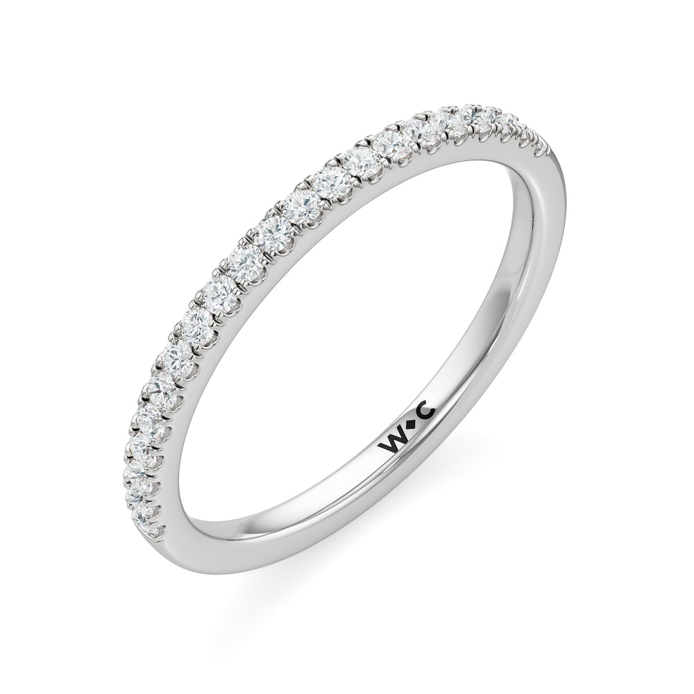 The Alice Diamond Wedding Band with Platinum Cut Diamond in 14KT Platinum view 3