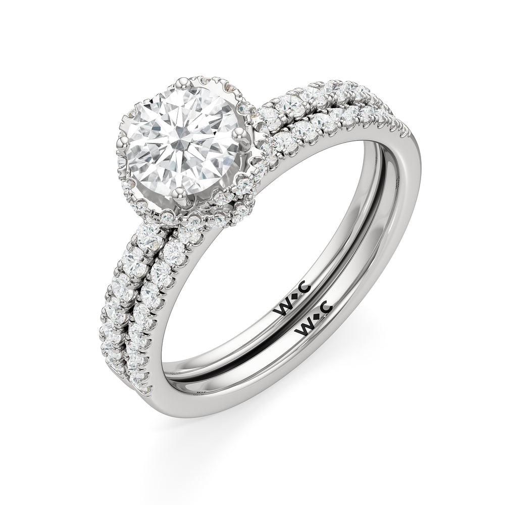 The Alice Diamond Wedding Band with Platinum Cut Diamond in 14KT Platinum view 4