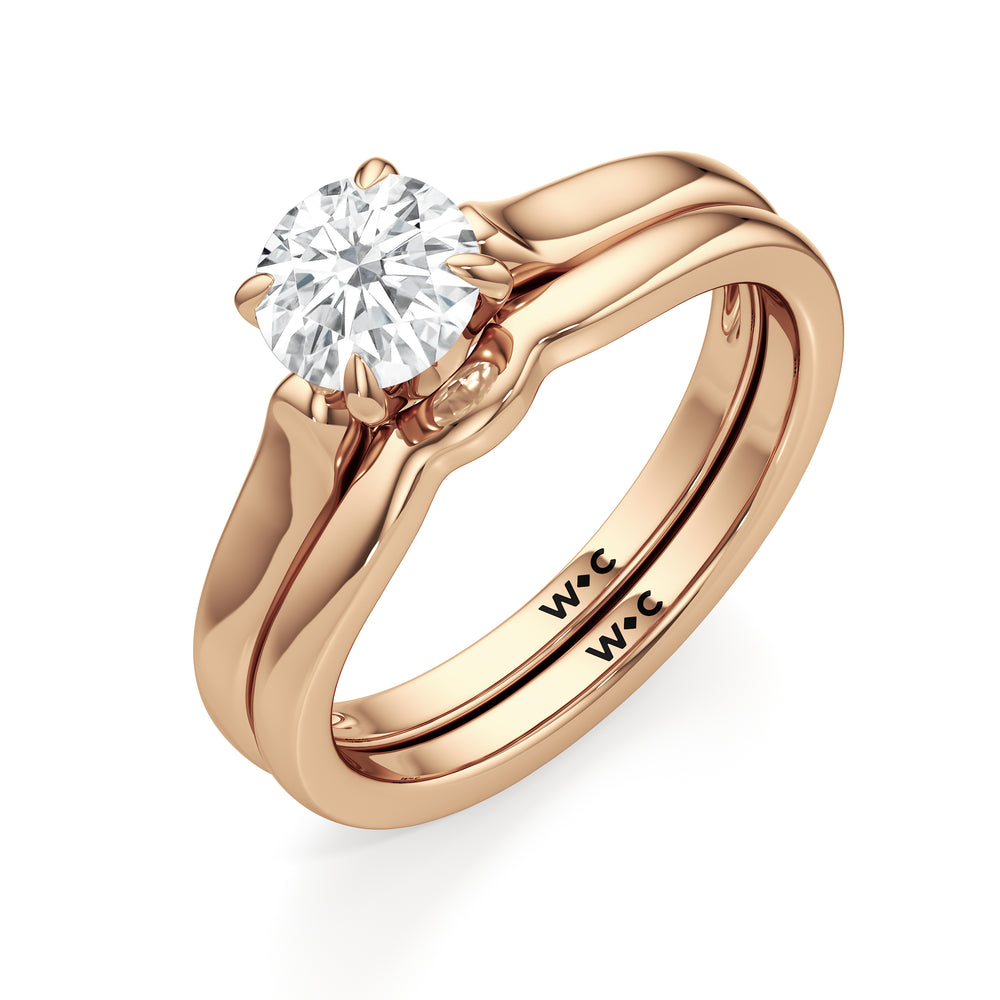 The Ruth Wedding Band with 18KT Rose Gold Cut Diamond in 14KT Rose Gold view 4
