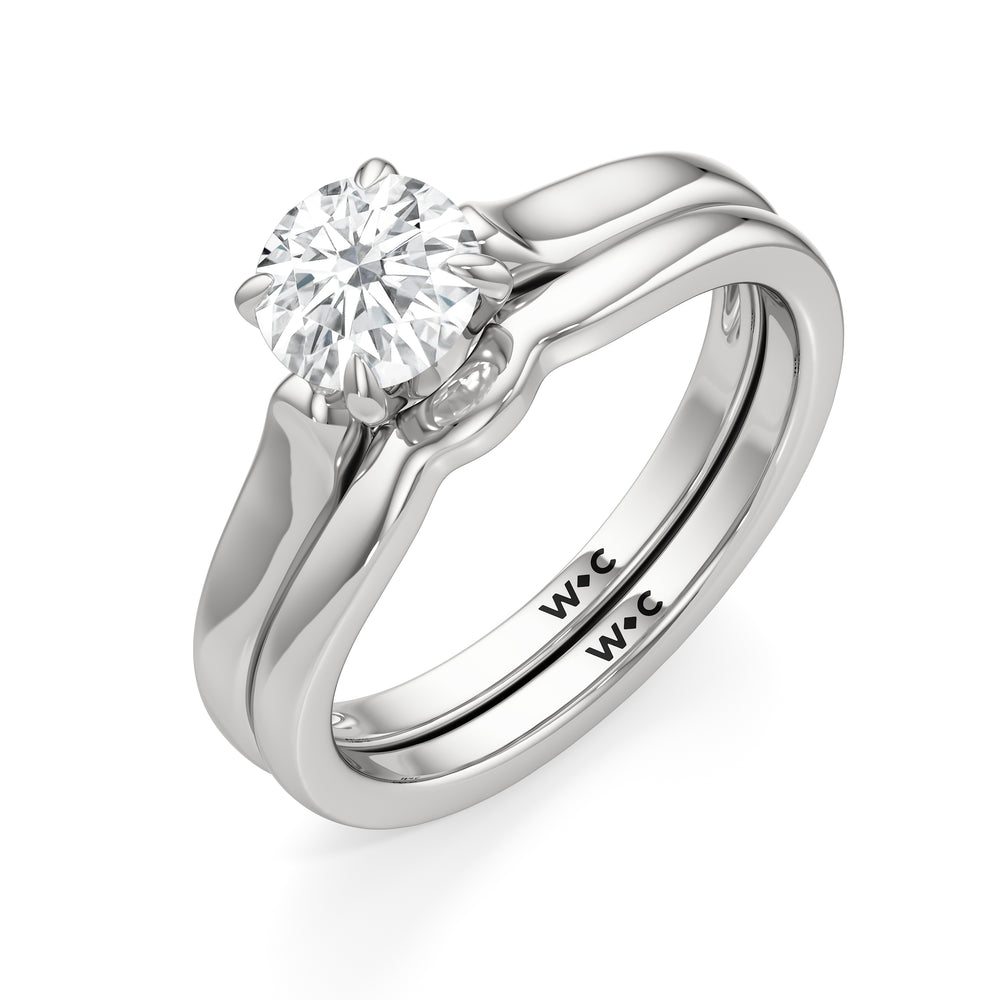 The Ruth Wedding Band with Platinum Cut Diamond in 14KT Platinum view 4