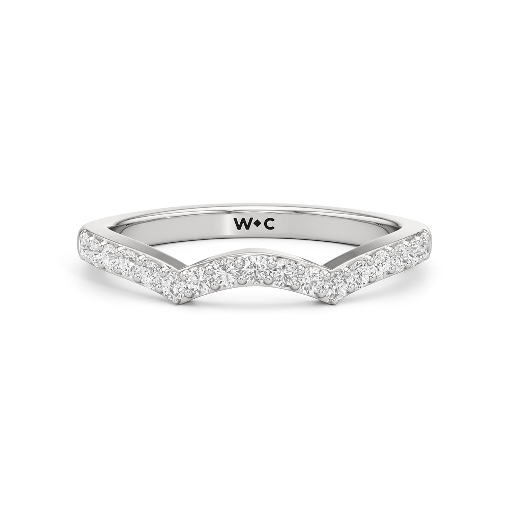 The Melody Diamond Wedding Band with Platinum Cut Diamond in 14KT Platinum view 1