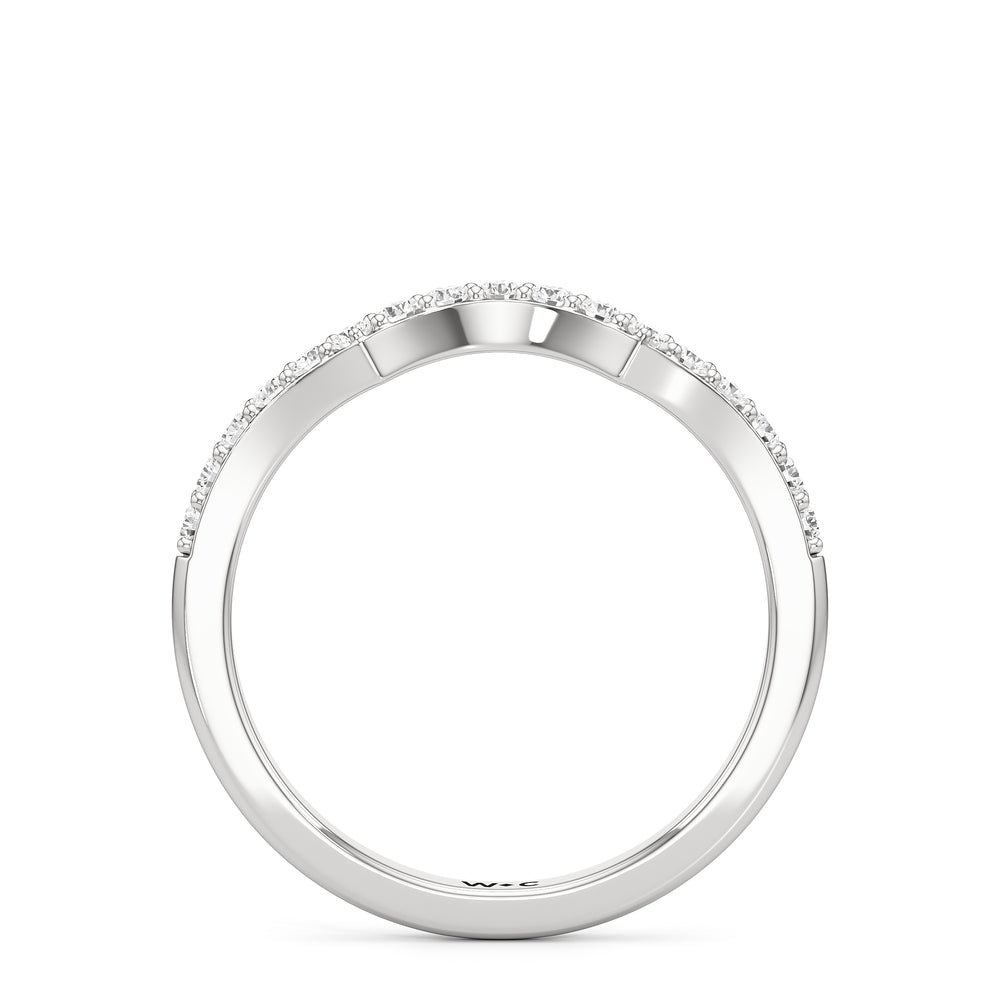 The Melody Diamond Wedding Band with Platinum Cut Diamond in 14KT Platinum view 2