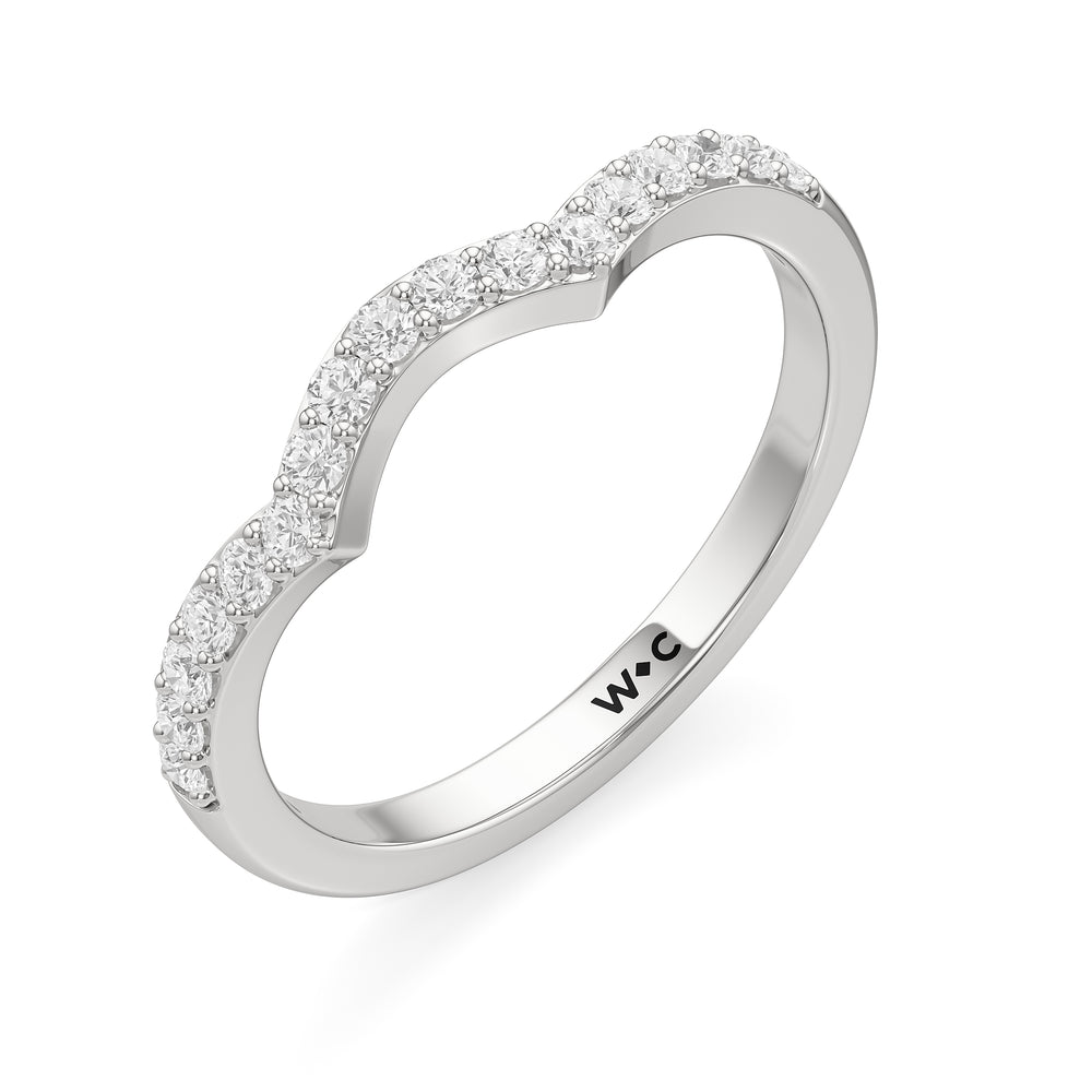 The Melody Diamond Wedding Band with Platinum Cut Diamond in 14KT Platinum view 3