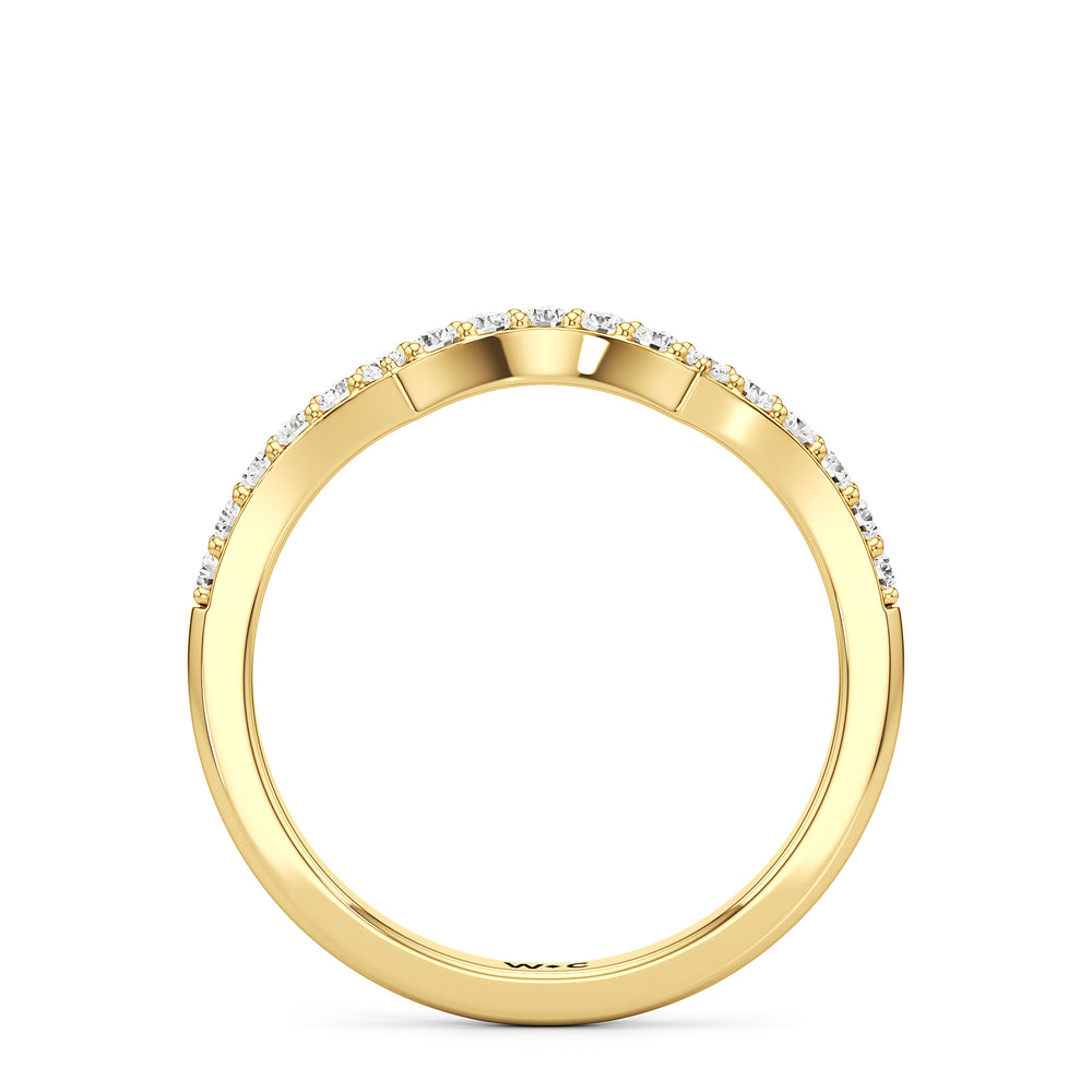 The Melody Diamond Wedding Band with 18KT Yellow Gold Cut Diamond in 14KT Yellow Gold view 2