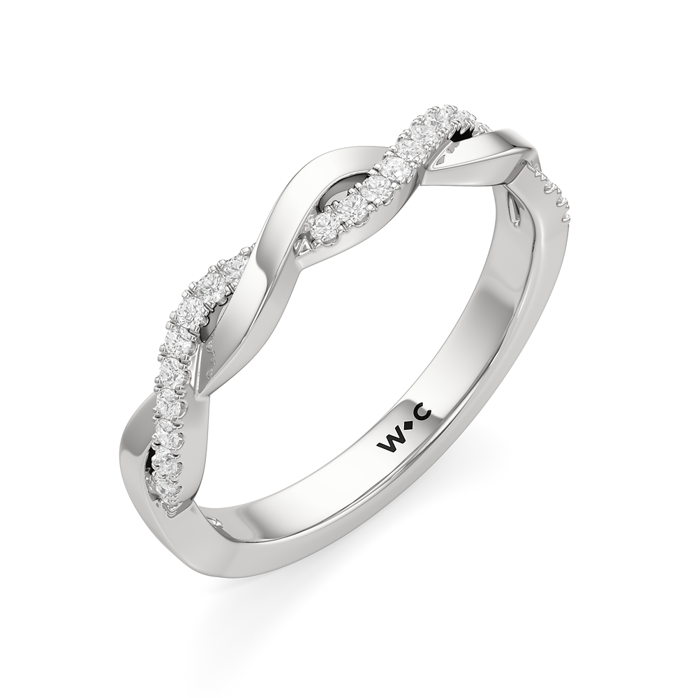 The Lennon Diamond Wedding Band with Platinum Cut Diamond in 14KT Platinum view 3