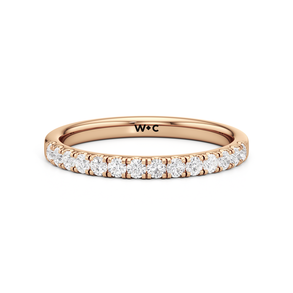 The Isabel Diamond Wedding Band with 18KT Rose Gold Cut Diamond in 14KT Rose Gold view 1