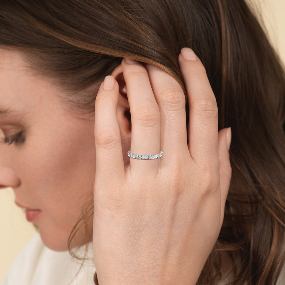 The Isabel Diamond Wedding Band with 18KT Rose Gold Cut Diamond in 14KT Rose Gold view 5