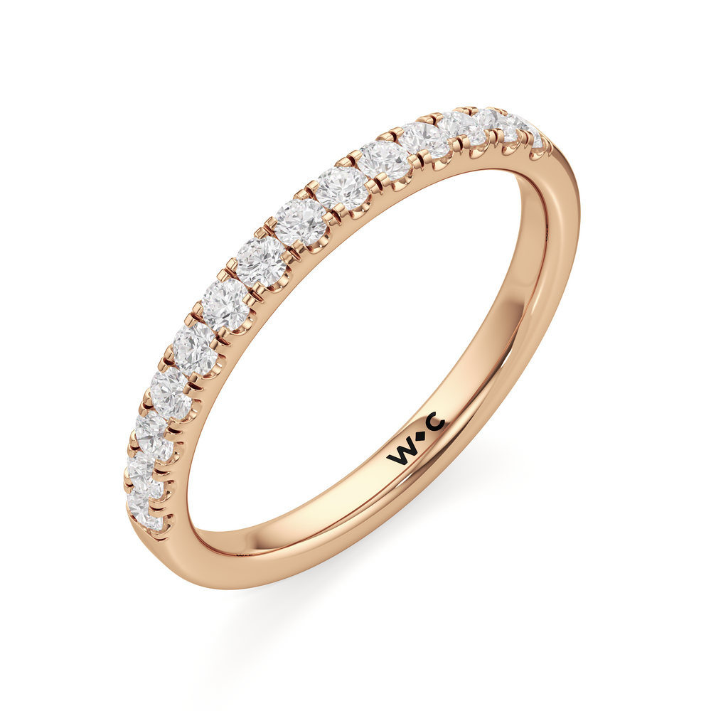 The Isabel Diamond Wedding Band with 18KT Rose Gold Cut Diamond in 14KT Rose Gold view 3