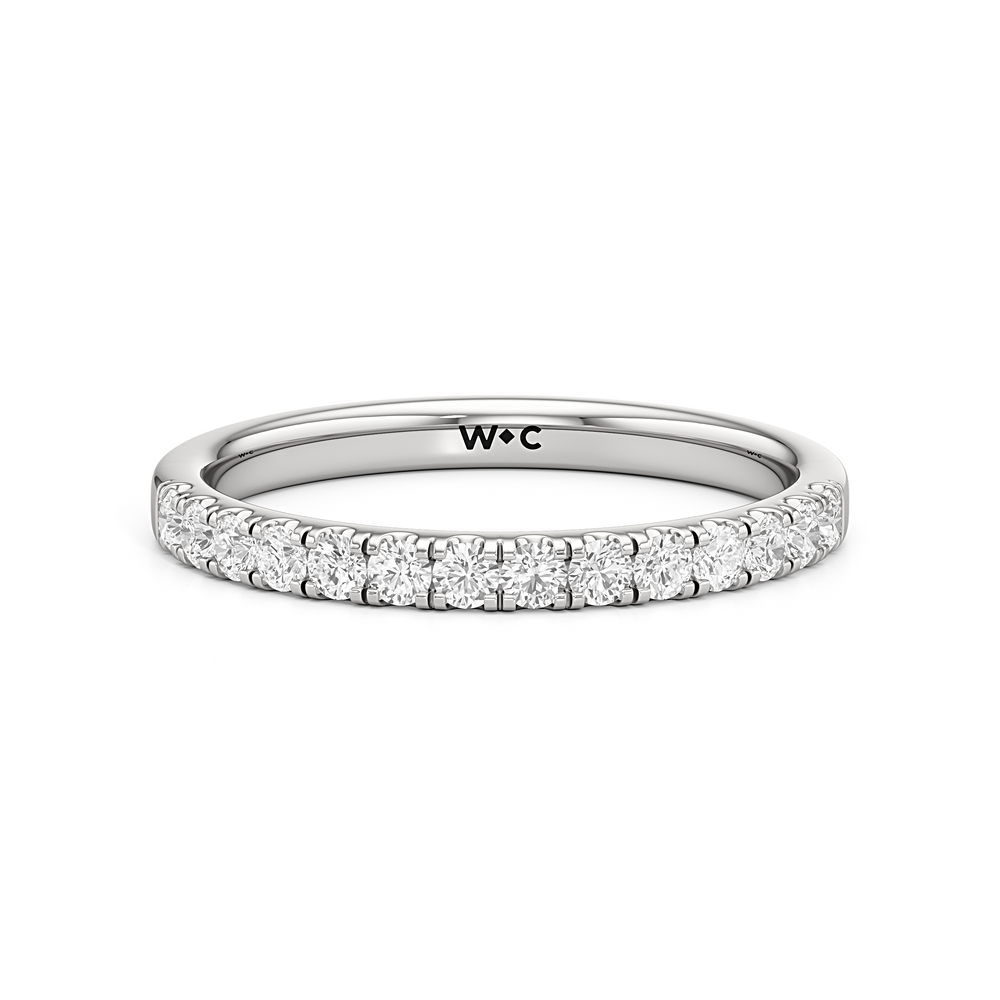 The Isabel Diamond Wedding Band with Platinum Cut Diamond in 14KT Platinum view 1