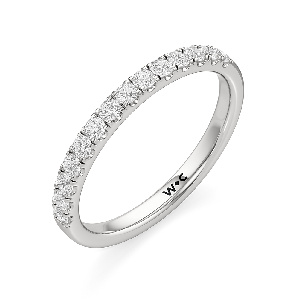 The Isabel Diamond Wedding Band with Platinum Cut Diamond in 14KT Platinum view 3