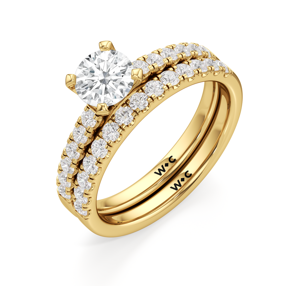 The Isabel Diamond Wedding Band with 18KT Yellow Gold Cut Diamond in 14KT Yellow Gold view 4