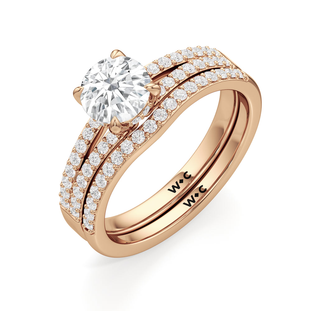 The Elise Diamond Wedding Band with 18KT Rose Gold Cut Diamond in 14KT Rose Gold view 4