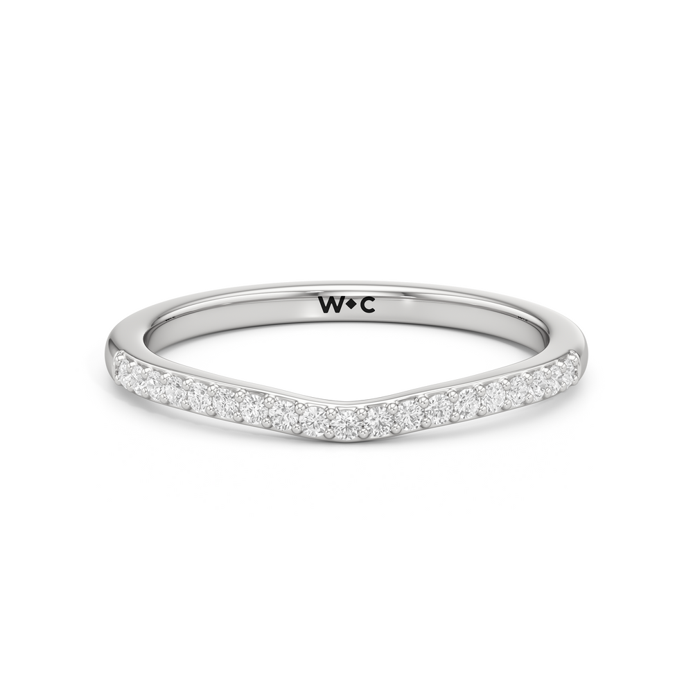 The Elise Diamond Wedding Band with Platinum Cut Diamond in 14KT Platinum view 1