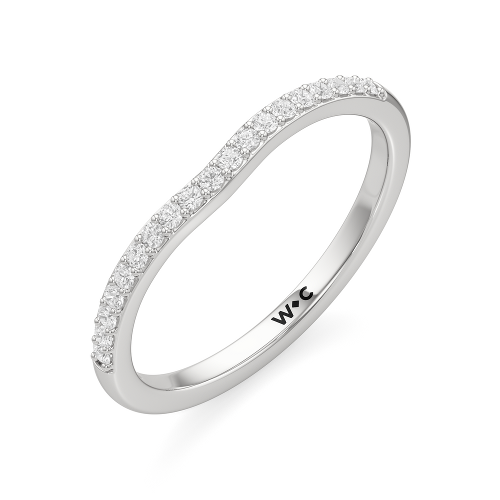 The Elise Diamond Wedding Band with Platinum Cut Diamond in 14KT Platinum view 3
