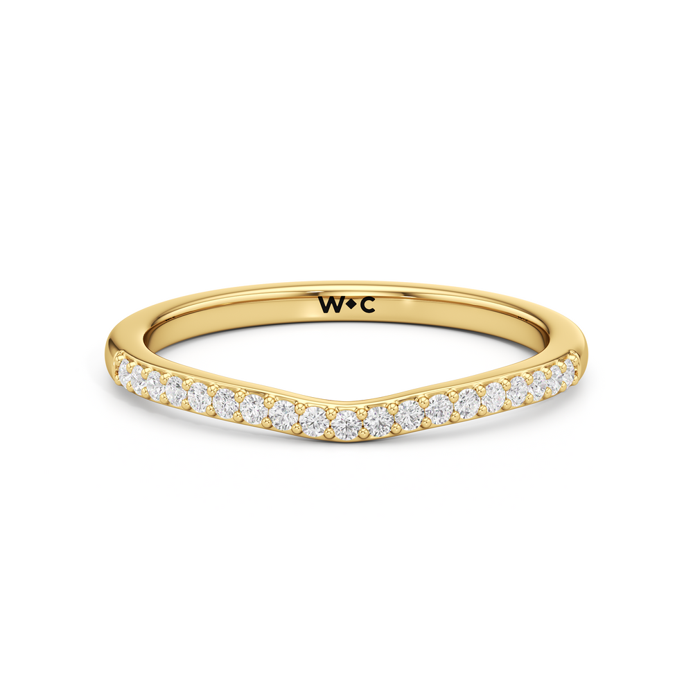 The Elise Diamond Wedding Band with 18KT Yellow Gold Cut Diamond in 14KT Yellow Gold view 1