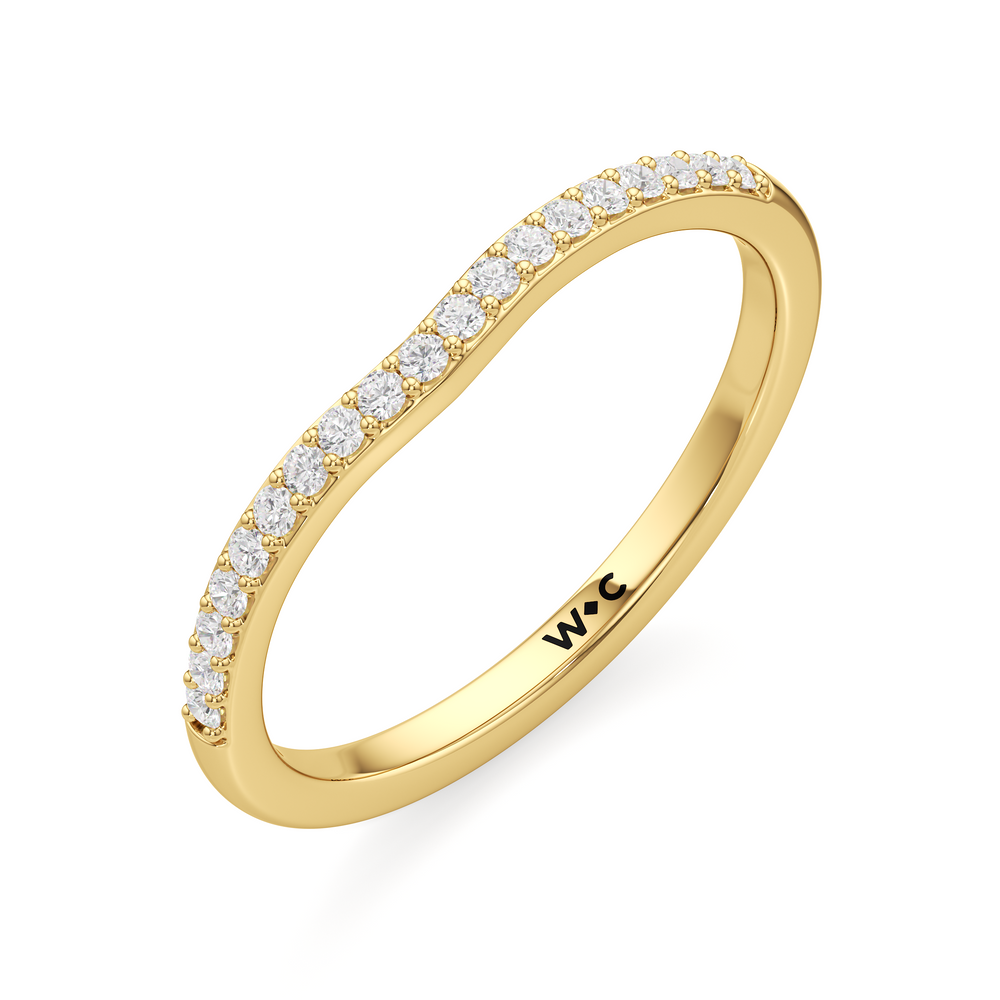 The Elise Diamond Wedding Band with 18KT Yellow Gold Cut Diamond in 14KT Yellow Gold view 3