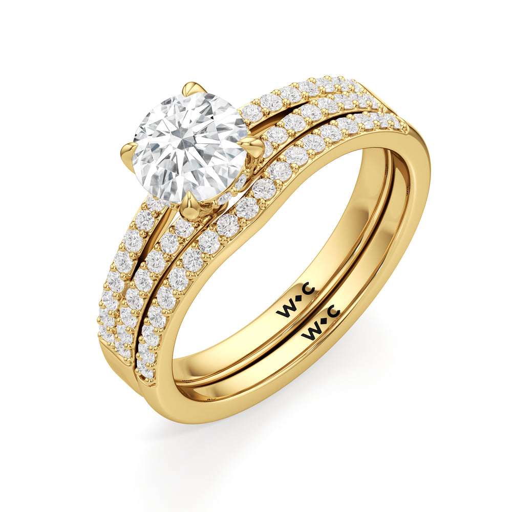 The Elise Diamond Wedding Band with 18KT Yellow Gold Cut Diamond in 14KT Yellow Gold view 4