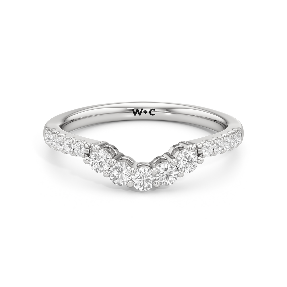 The Felicity Diamond Wedding Band with Platinum Cut Diamond in 14KT Platinum view 1