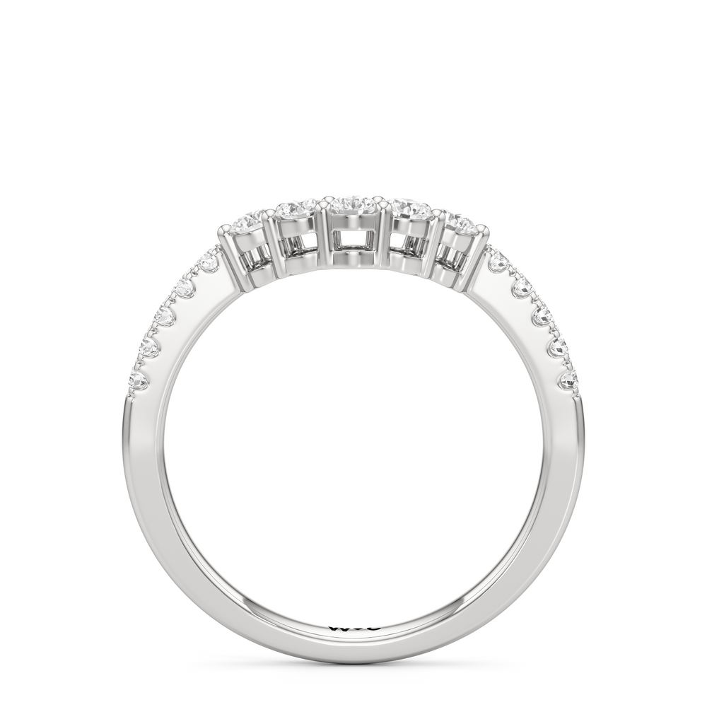 The Felicity Diamond Wedding Band with Platinum Cut Diamond in 14KT Platinum view 2