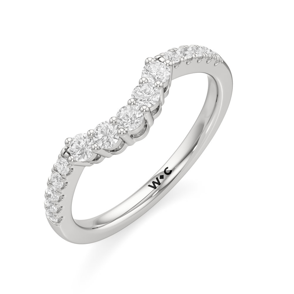 The Felicity Diamond Wedding Band with Platinum Cut Diamond in 14KT Platinum view 3