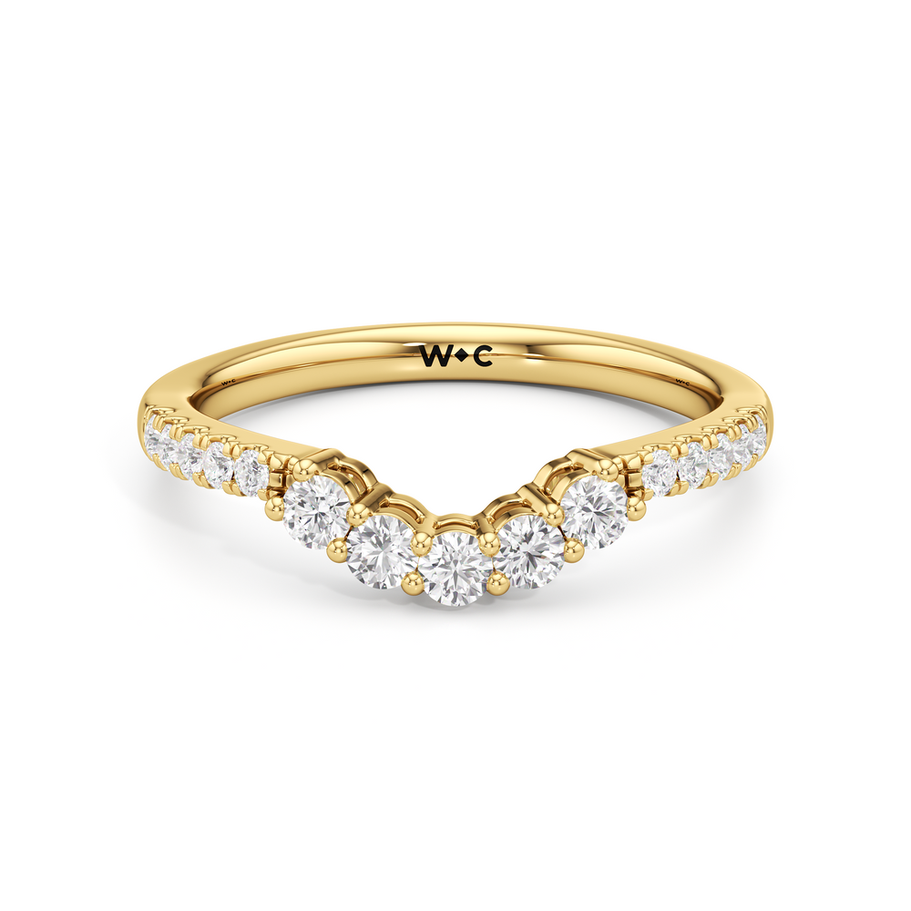 The Felicity Diamond Wedding Band with 18KT Yellow Gold Cut Diamond in 14KT Yellow Gold view 1