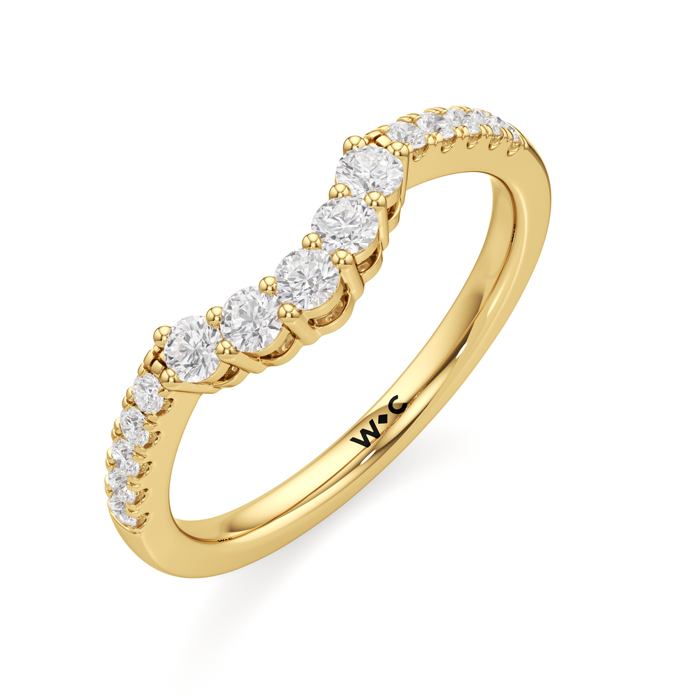 The Felicity Diamond Wedding Band with 18KT Yellow Gold Cut Diamond in 14KT Yellow Gold view 3
