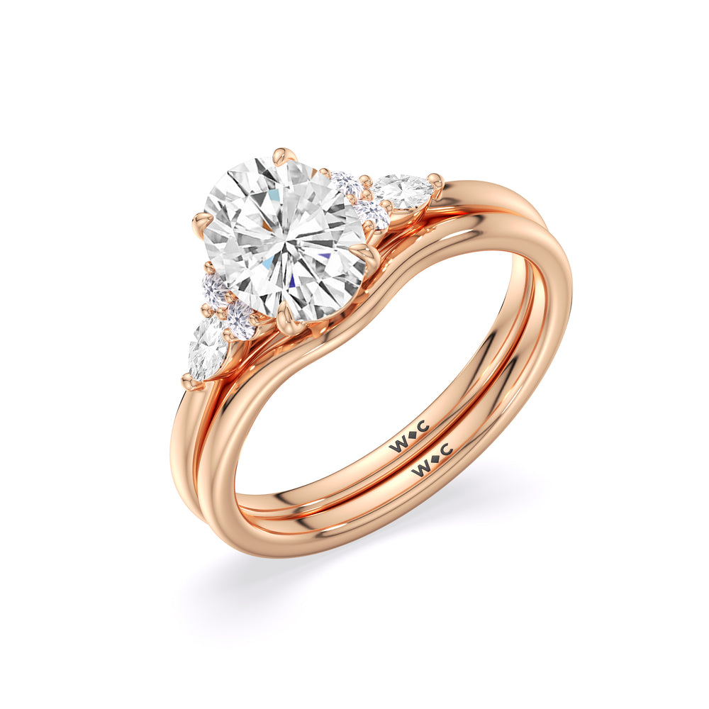 Fine Trio Cluster Wedding Band with 18KT Rose Gold Cut Diamond in 14KT Rose Gold view 3