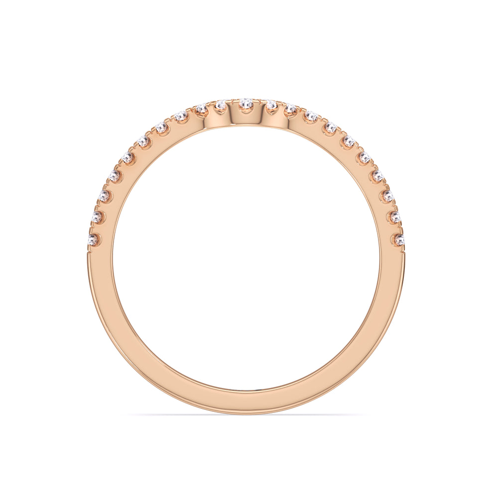 Fine Vela Classic Pave Diamond Wedding Band with 18KT Rose Gold Cut Diamond in 14KT Rose Gold view 2