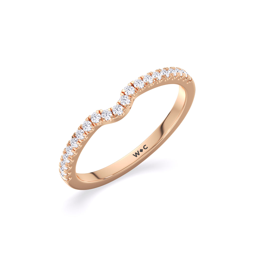 Fine Vela Classic Pave Diamond Wedding Band with 18KT Rose Gold Cut Diamond in 14KT Rose Gold view 4