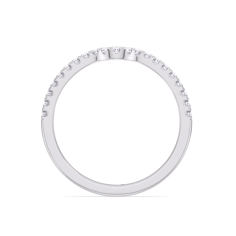 Fine Vela Classic Pave Diamond Wedding Band with Platinum Cut Diamond in 14KT Platinum view 2