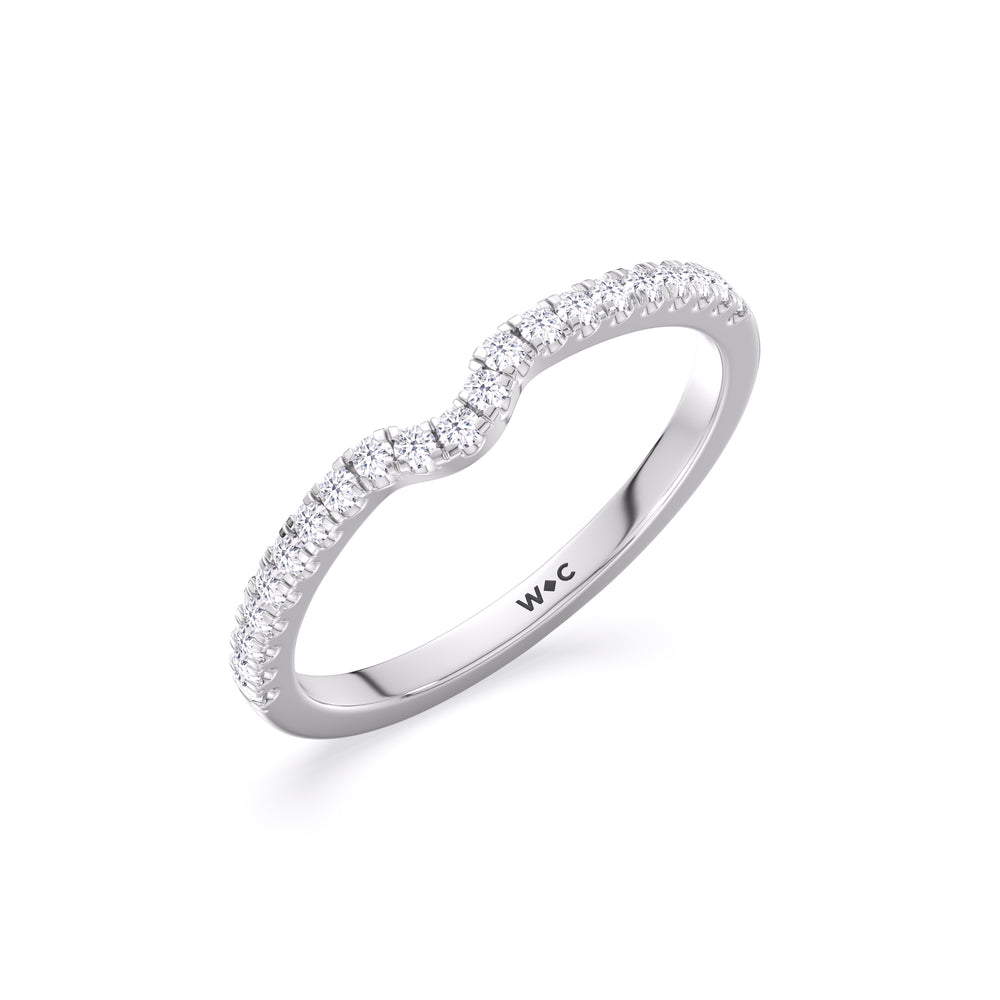 Fine Vela Classic Pave Diamond Wedding Band with Platinum Cut Diamond in 14KT Platinum view 4